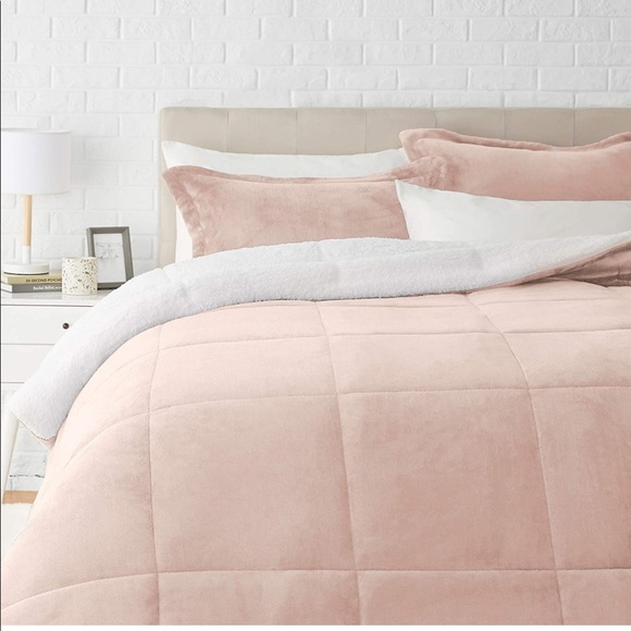 Soft Micromink Sherpa Comforter Set Pcs Blush